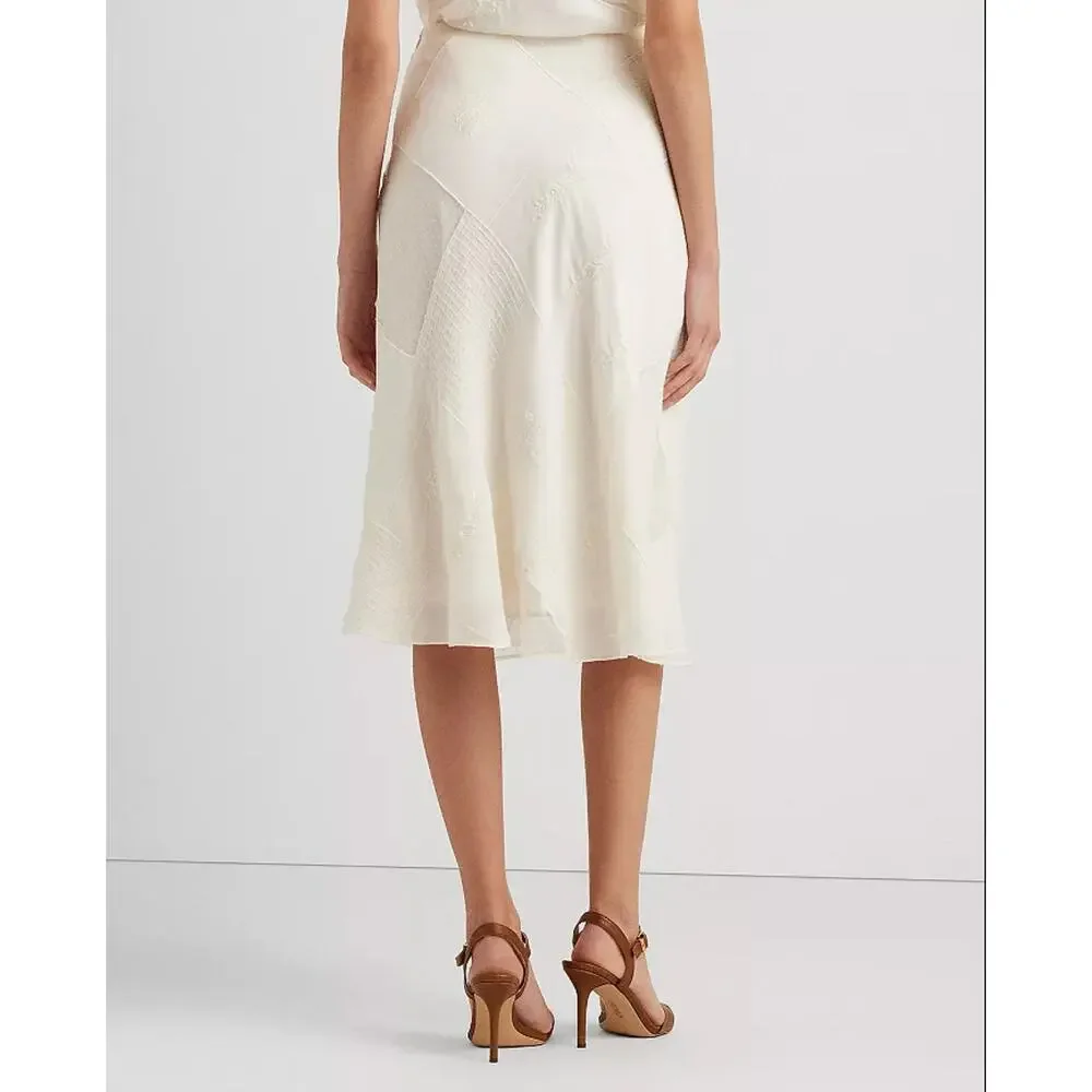 LAUREN RALPH LAUREN Women's Mesh Lace Midi Flared Skirt Size 6 White NWT - Picture 2 of 12